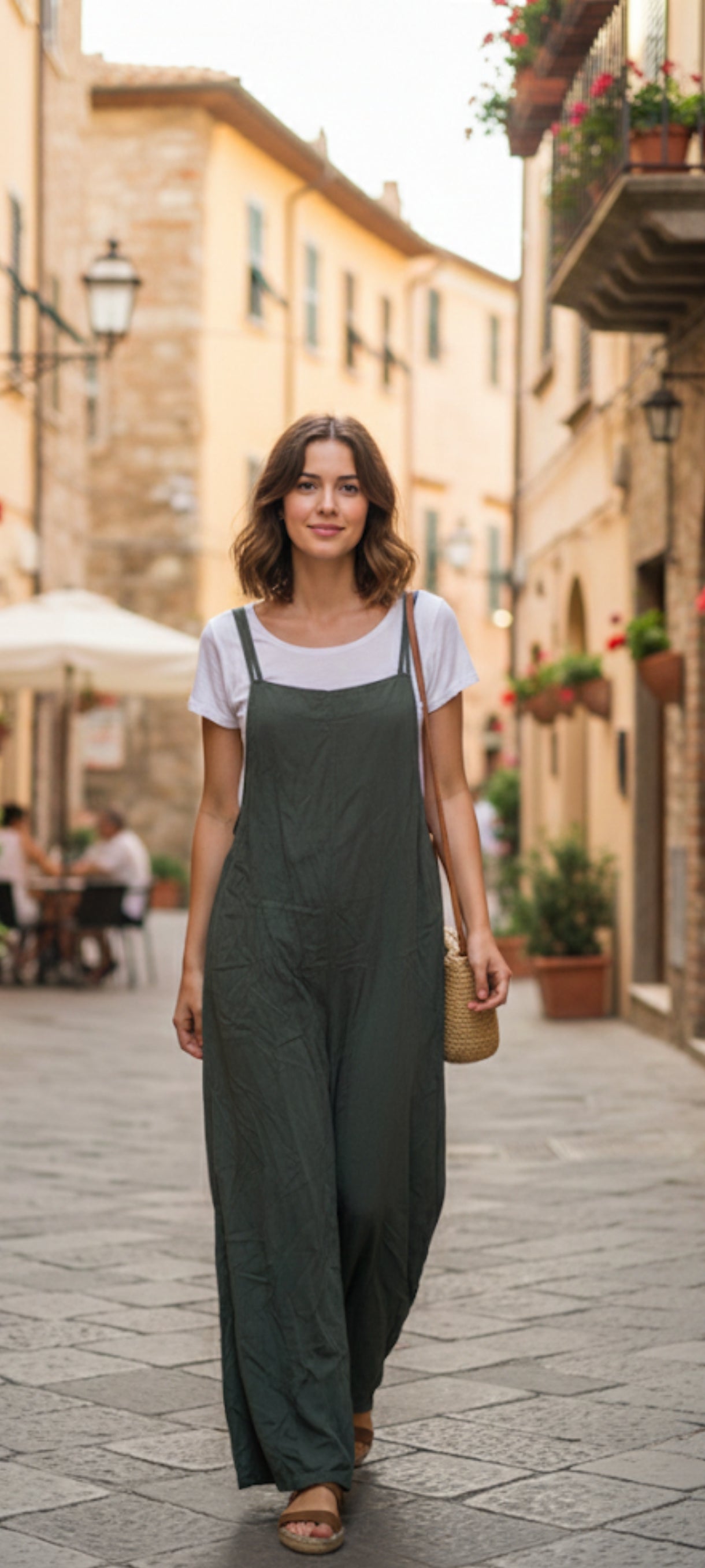 🌿 Combinaison Large & Tee-shirt – Style Bohème Chic