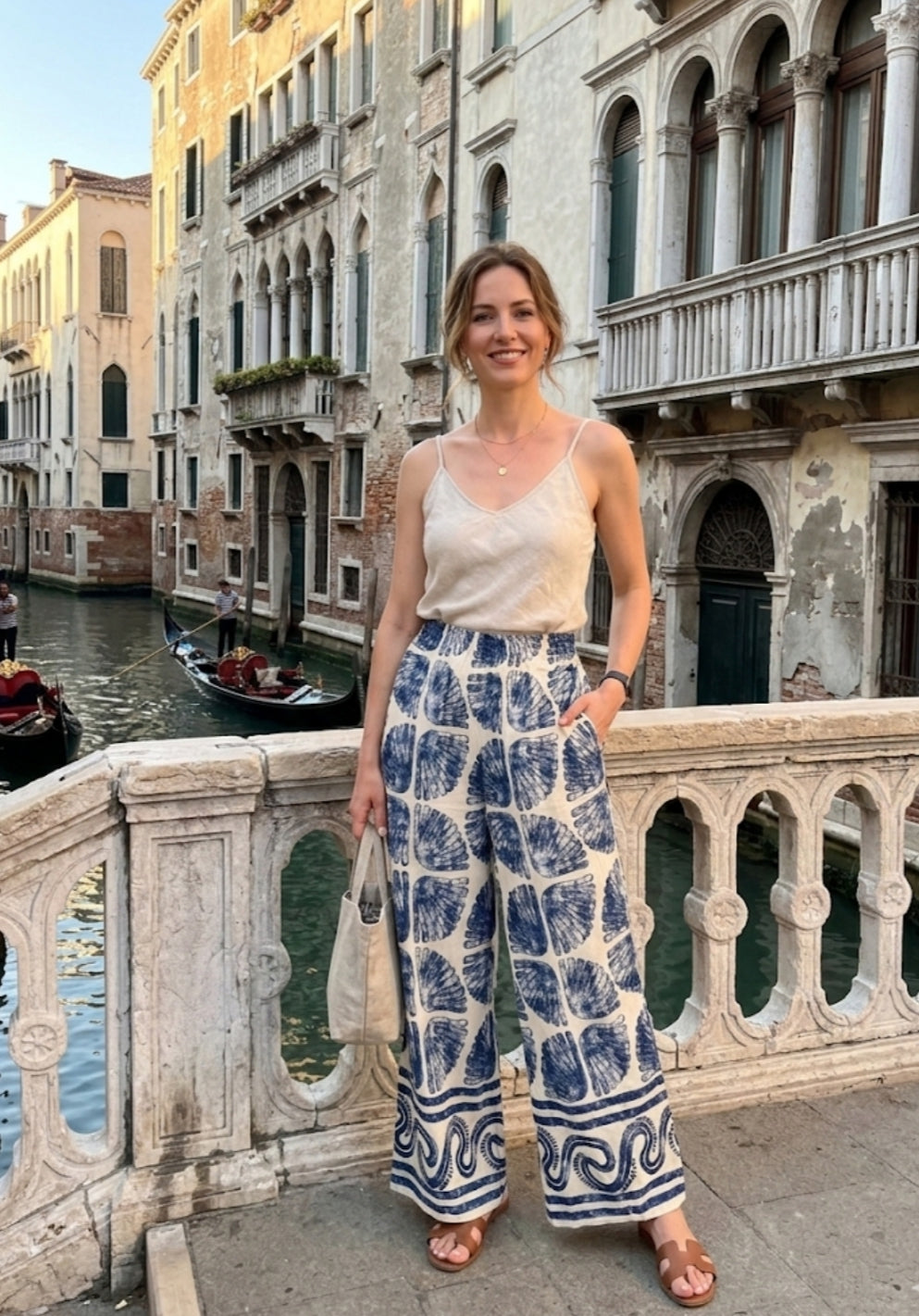 Pantalon Large Imprimé "Coquillages" - Style Bohème Chic