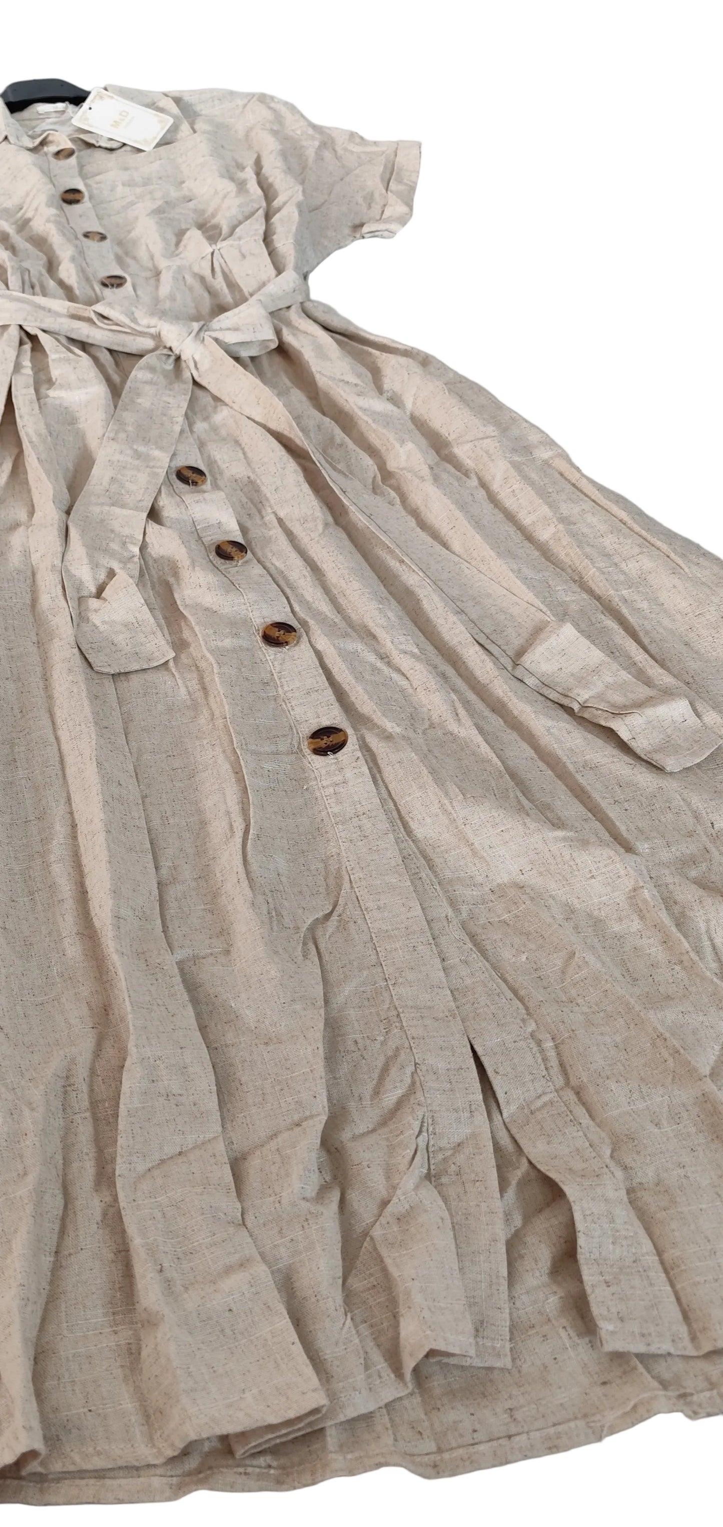 🌿 Robe Longue Chemise en Lin & Viscose – Look Bohème Chic