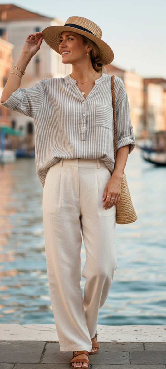 Chemise / Blouse légère à rayures style casual chic