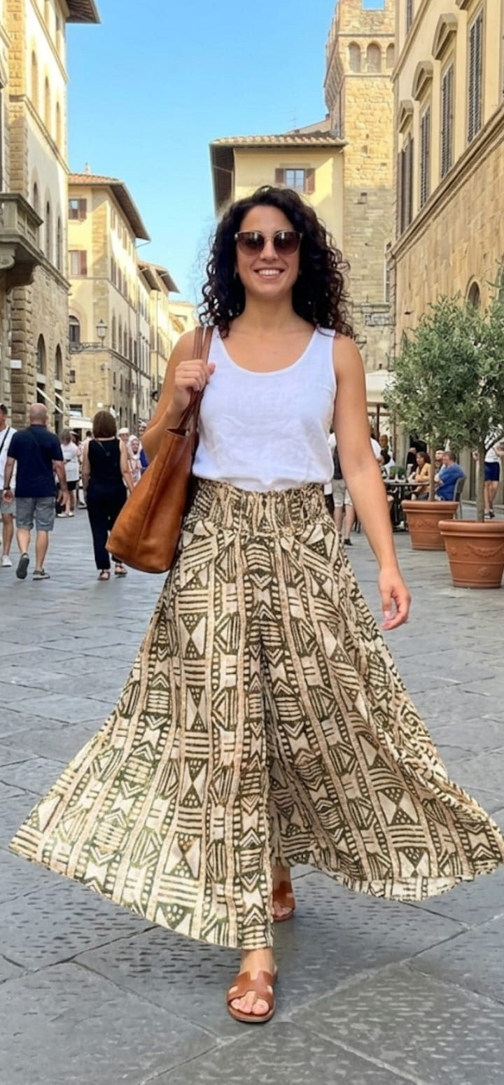🌟 Pantalon Palazzo en Soie d'Art (Art Silk) – Élégance & Confort
