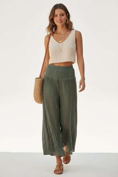 Pantalon Palazzo en Dentelle Crochet – Esprit Bohème Chic