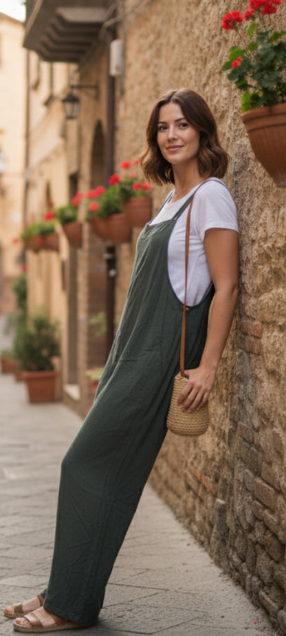 🌿 Combinaison Large & Tee-shirt – Style Bohème Chic