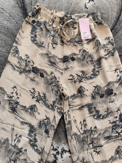 🌿 Pantalon Large Fluide - Imprimé Paysage Japonais 🌿