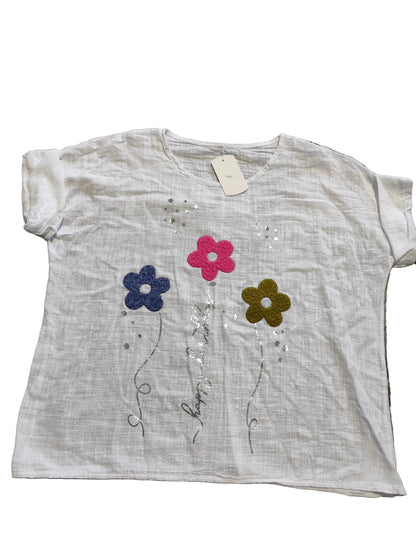 Tunique Bohème en Coton – Motifs Floraux & Détails Argentés