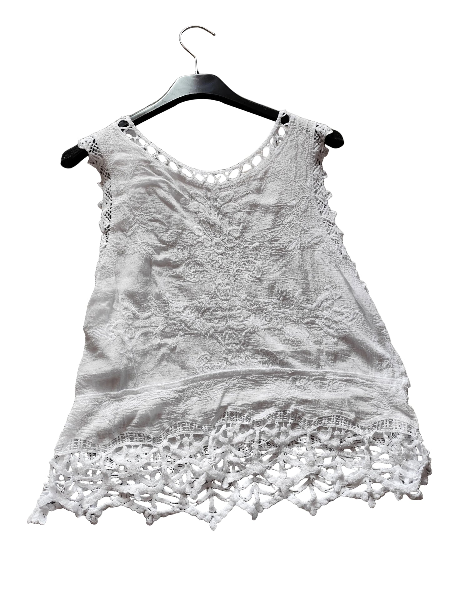 Top de Été Bohème en Gaze de Coton Brodée