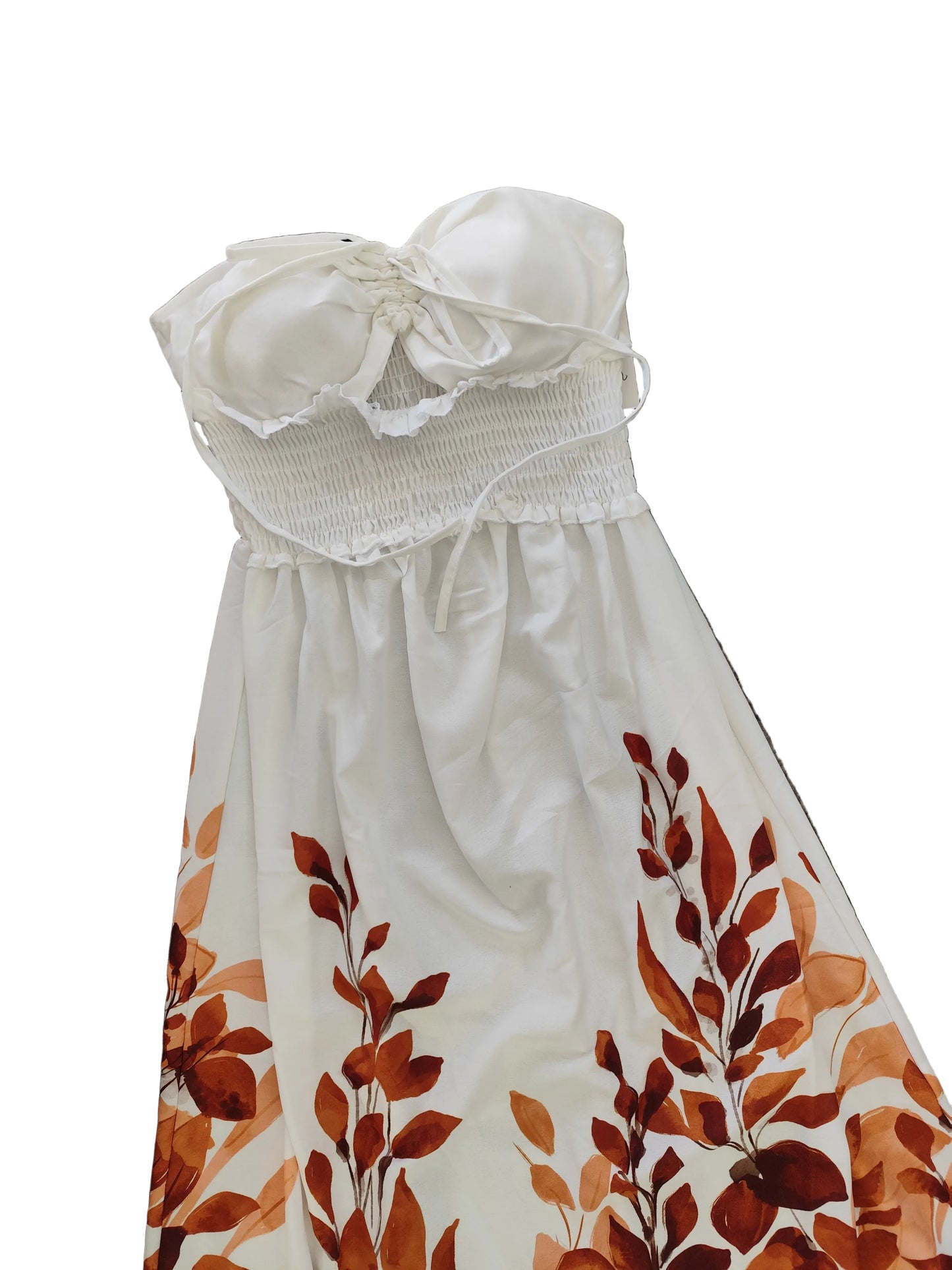 Robe longue estivale à motifs feuillages – Élégante et légère