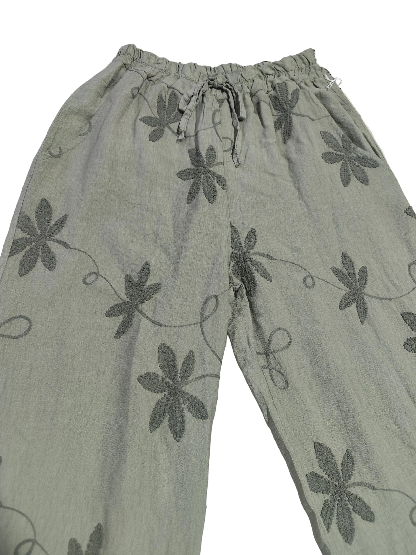 Pantalon coton Fluide Brodé "Élégance Italienne" – Style Boho-Chic