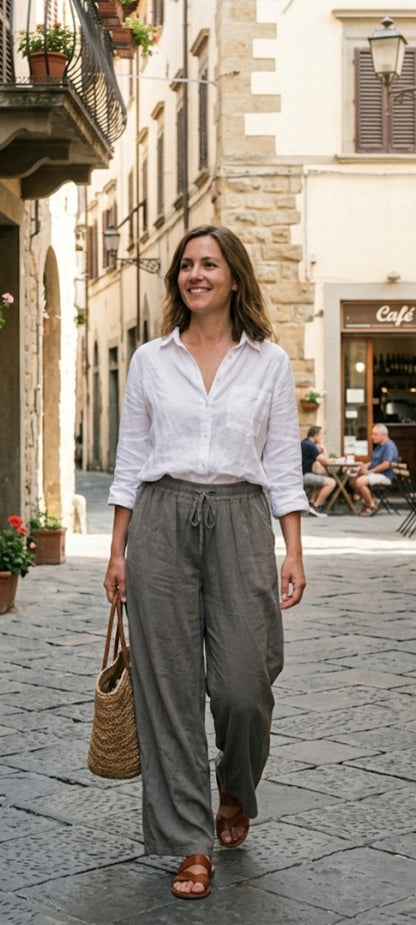 Pantalon Large en Coton & Viscose – Esprit Bohème Chic
