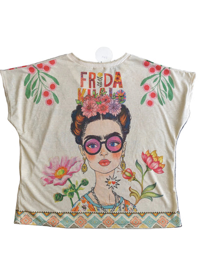 T-shirt Artistique "Frida" – Style Bohème & Confort Absolu, fabrique en Italie