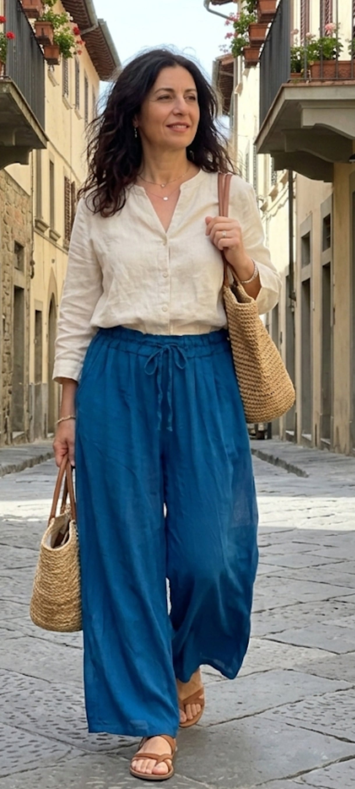 Pantalon Large en Coton & Viscose – Esprit Bohème Chic