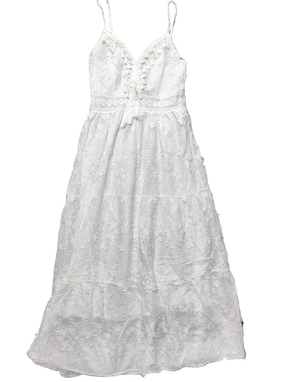 Robe Longue Bohème en Broderie Anglaise – Blanc Pur