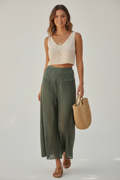 Pantalon Palazzo en Dentelle Crochet – Esprit Bohème Chic