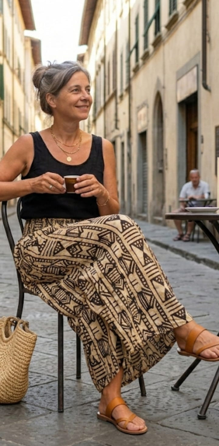 🌟 Pantalon Palazzo en Soie d'Art (Art Silk) – Élégance & Confort