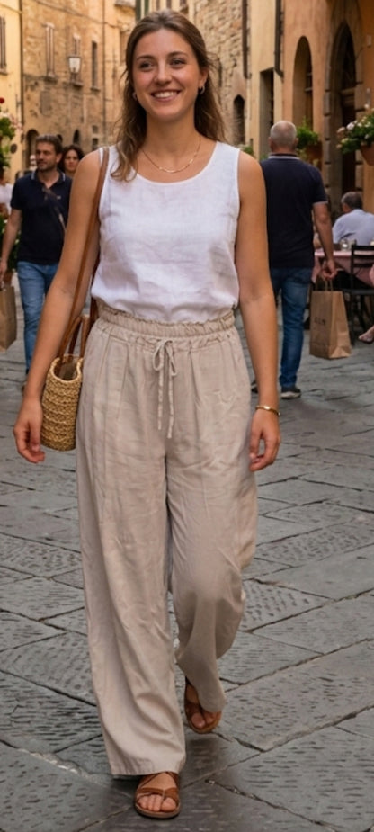Pantalon Large en Coton & Viscose – Esprit Bohème Chic