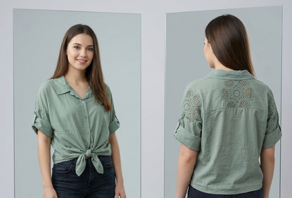 🌟 Chemisier d’Été avec Détails Crochet – Style Bohème Chic