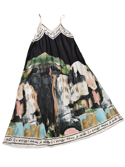 Robe Maxi Style "Amalfi" – Imprimé Artistique Paysage
