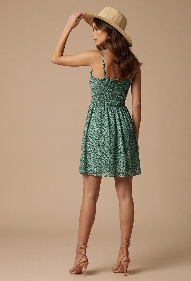 🌸 Robe d'été fleurie à taille smockée