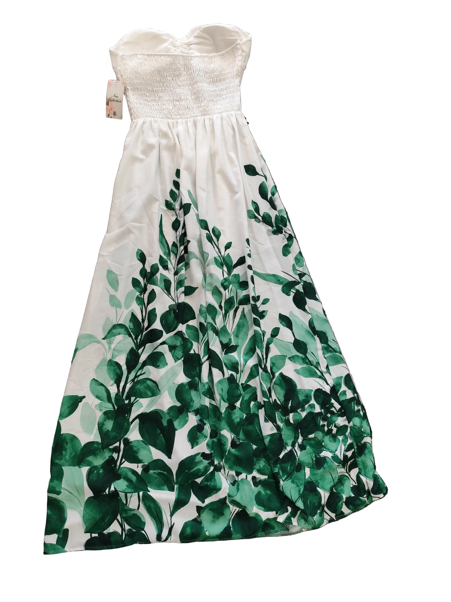 Robe longue estivale à motifs feuillages – Élégante et légère