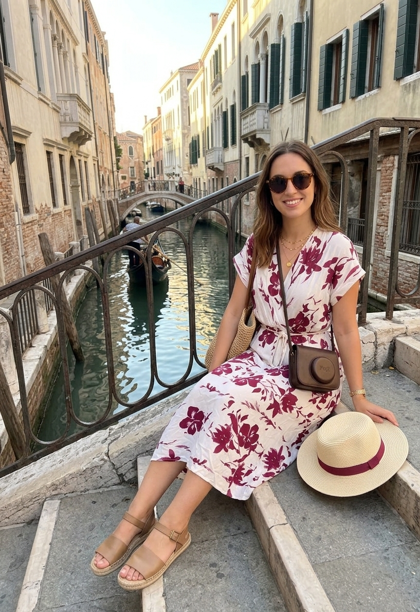 🌸 Robe Mi-Longue Fleurie - Style "Dolce Vita" 🌸