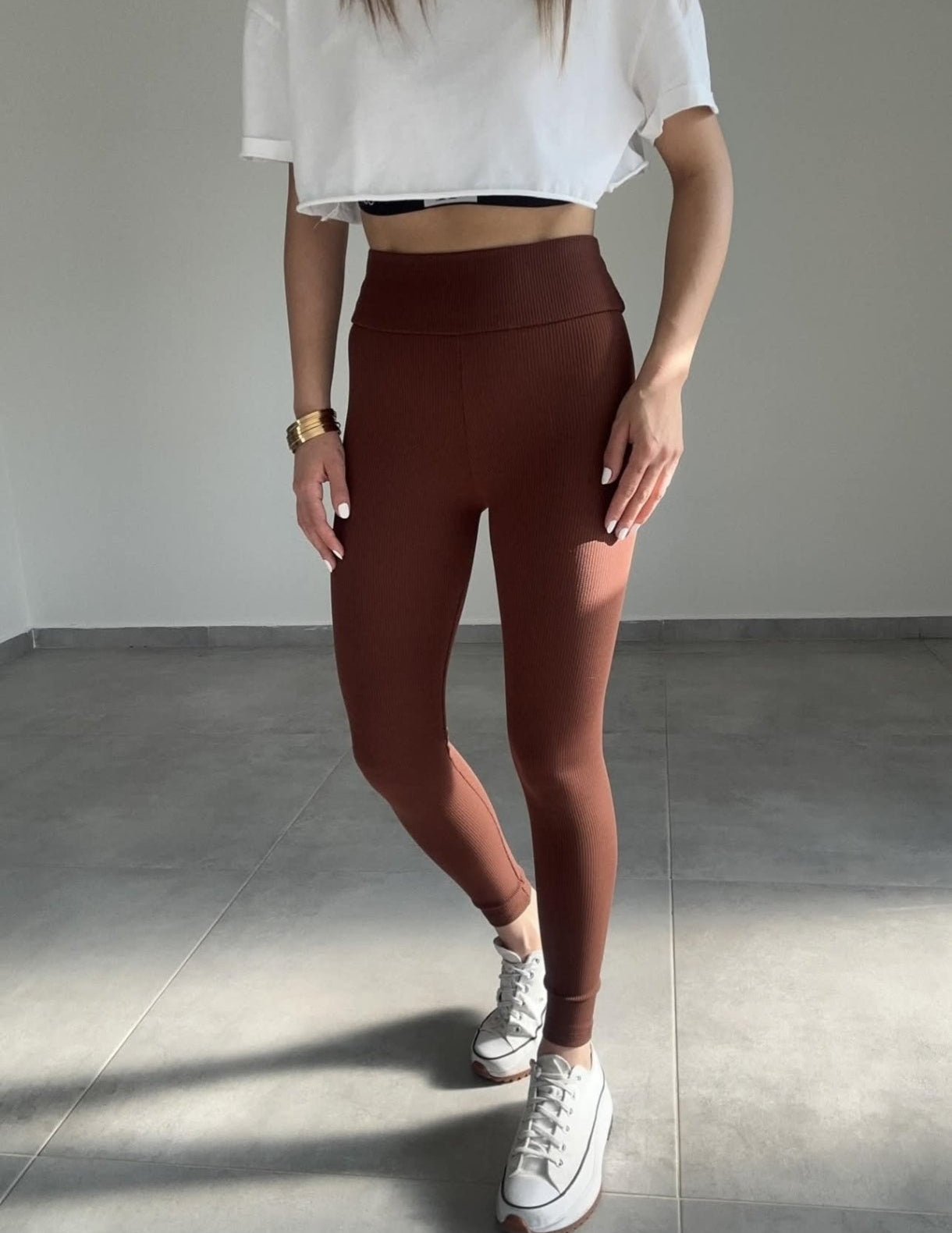 Leggings côtelé taille haute