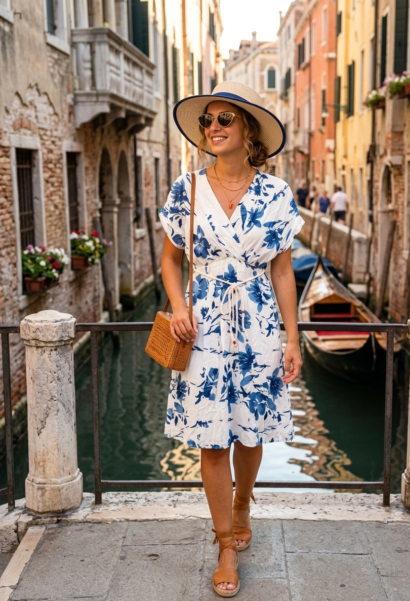 🌸 Robe Mi-Longue Fleurie - Style "Dolce Vita" 🌸