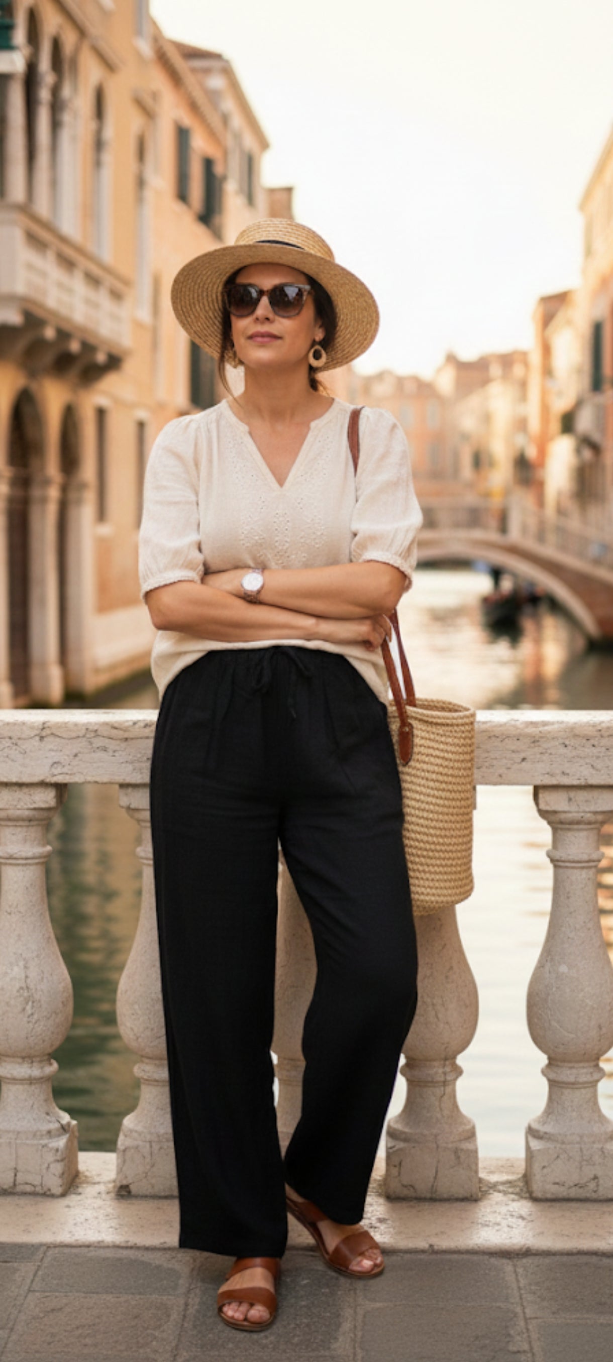 Pantalon large bohème chic en coton – Idéal pour l'été