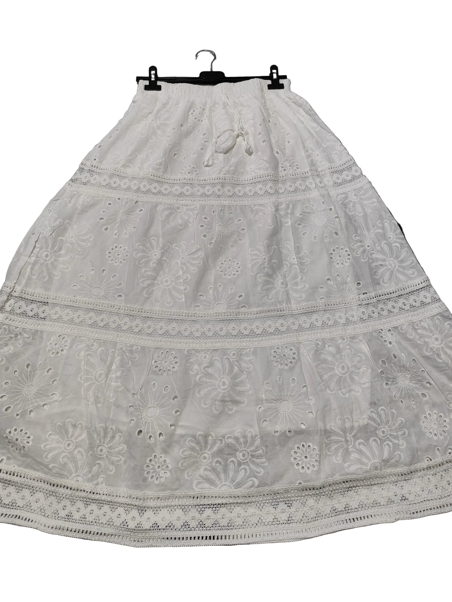 Jupe Longue Bohème en Broderie Anglaise – Blanc Pur
