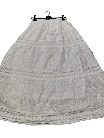 Jupe Longue Bohème en Broderie Anglaise – Blanc Pur