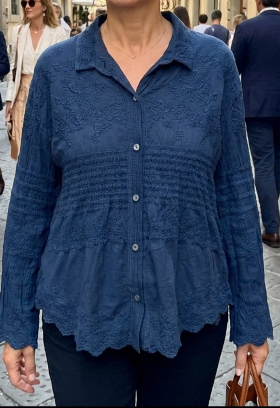 Blouse Romantique en Gaze de Coton Brodée – Esprit Bohème Chic ✨