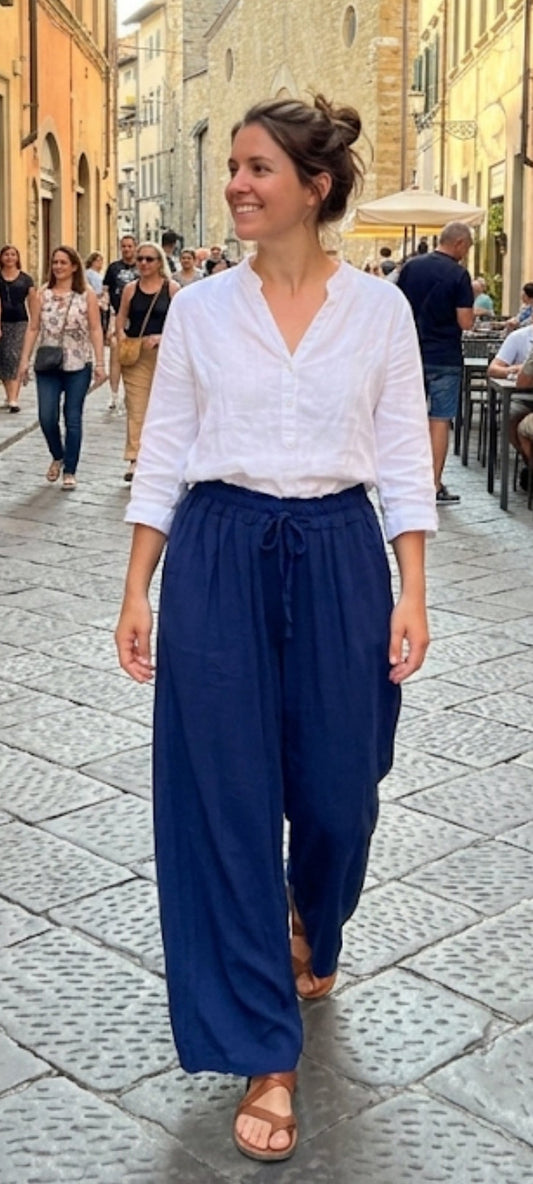 Pantalon Large en Coton & Viscose – Esprit Bohème Chic