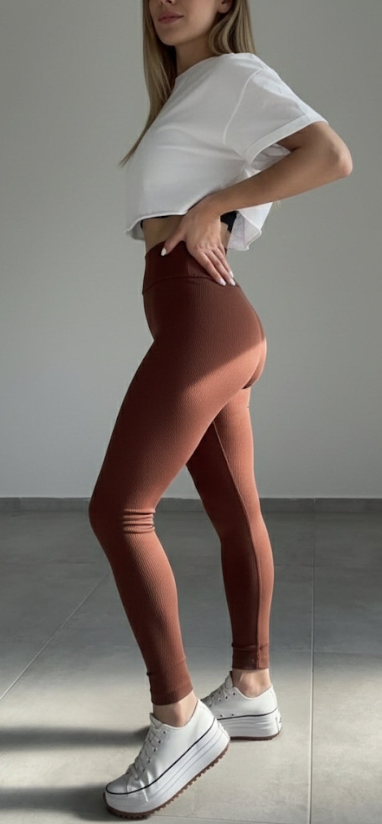 Leggings côtelé taille haute