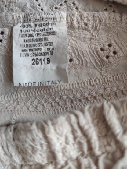 Pantalon Large en Broderie Anglaise – Élégance Bohème & Confort Absolu, fabrique en Italie