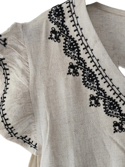 Ensemble d'Été 2 Pièces en Lin & Coton avec Broderies