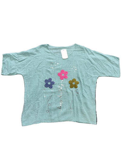 Tunique Bohème en Coton – Motifs Floraux & Détails Argentés