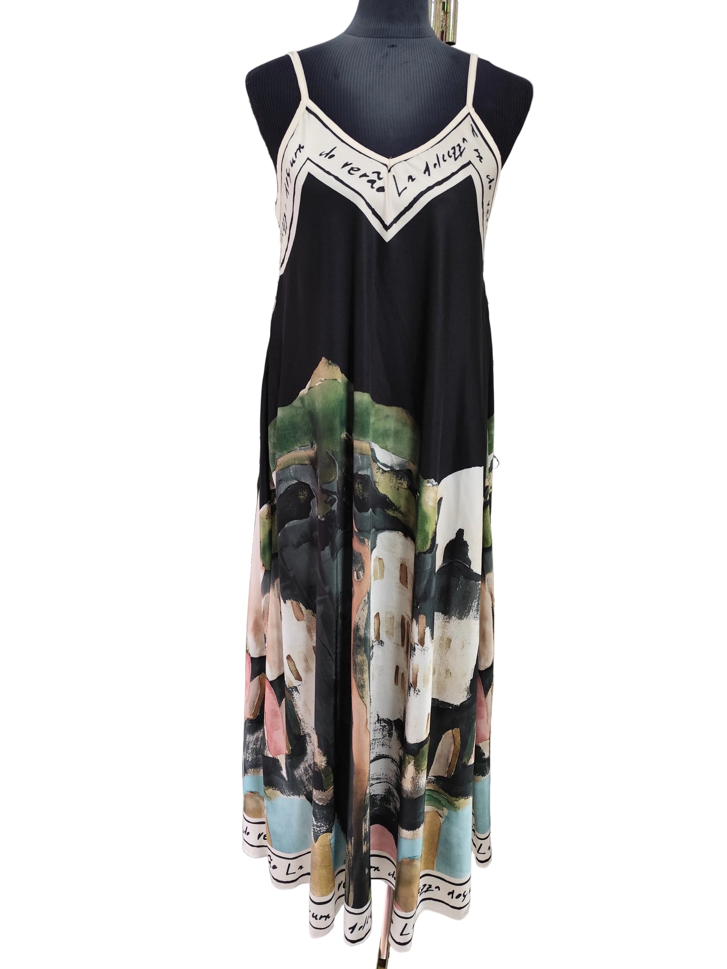 Robe Maxi Style "Amalfi" – Imprimé Artistique Paysage