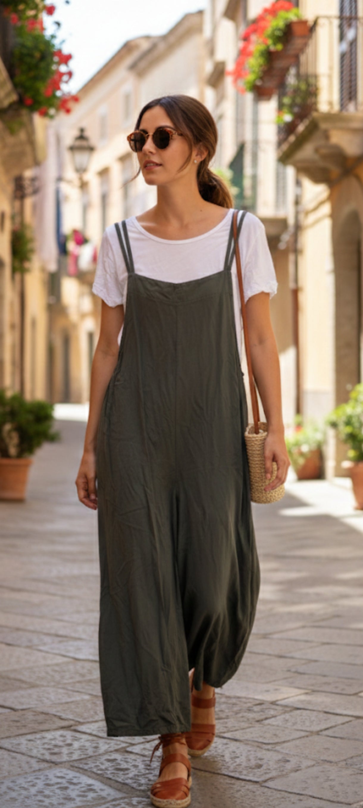 🌿 Combinaison Large & Tee-shirt – Style Bohème Chic