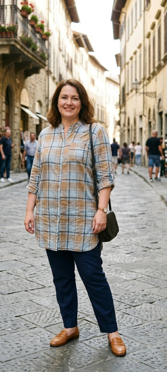 Tunique Chemise à Carreaux – 100% Coton (Taille Unique)