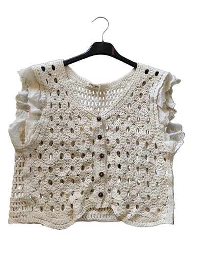 Gilet Court en Crochet – Esprit Bohème & Romantique