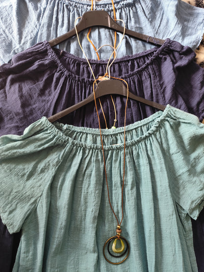 Robe tunique bohème chic en coton italien – Taille Unique