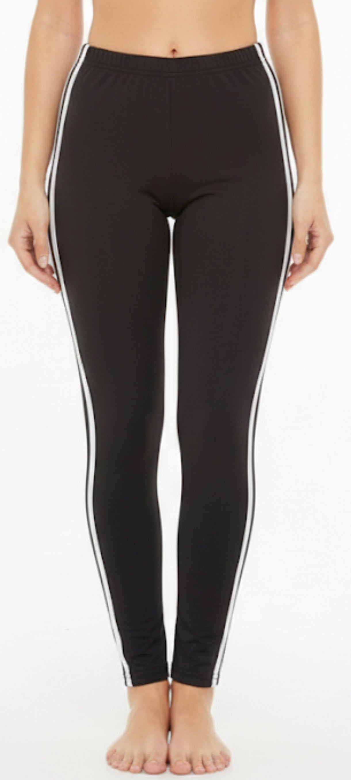 Legging Sport & Lifestyle – Noir à Bandes Latérales Blanches ✨