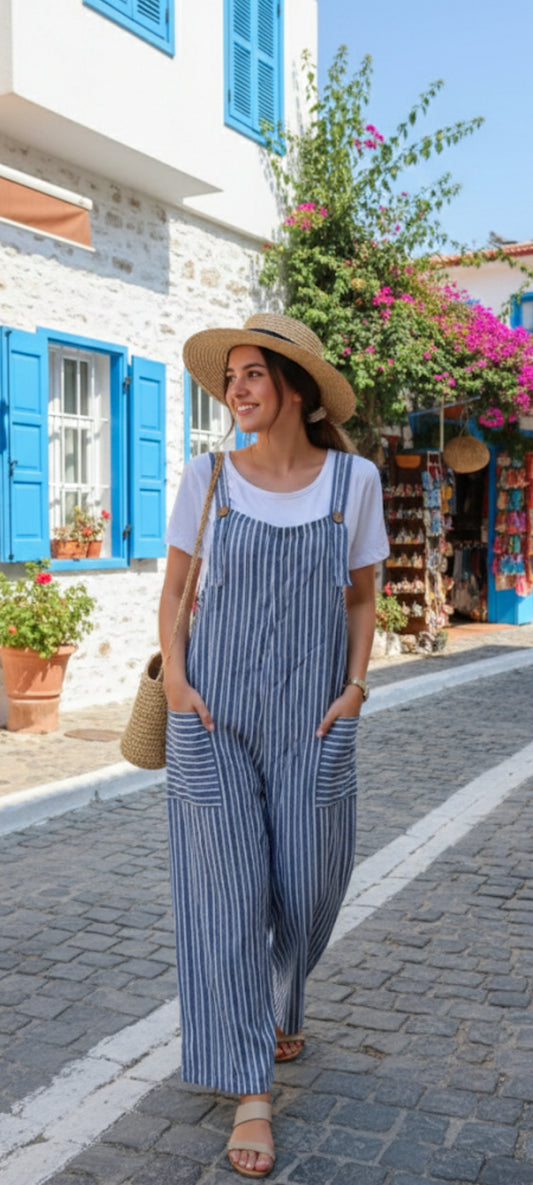 Salopette d'Été Rayée - Look Bohème & Confort Absolu