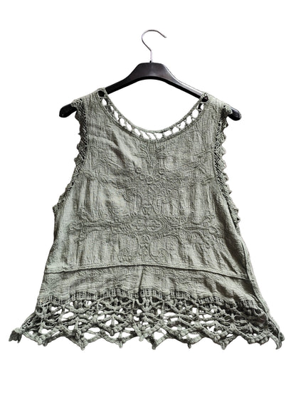 Top de Été Bohème en Gaze de Coton Brodée