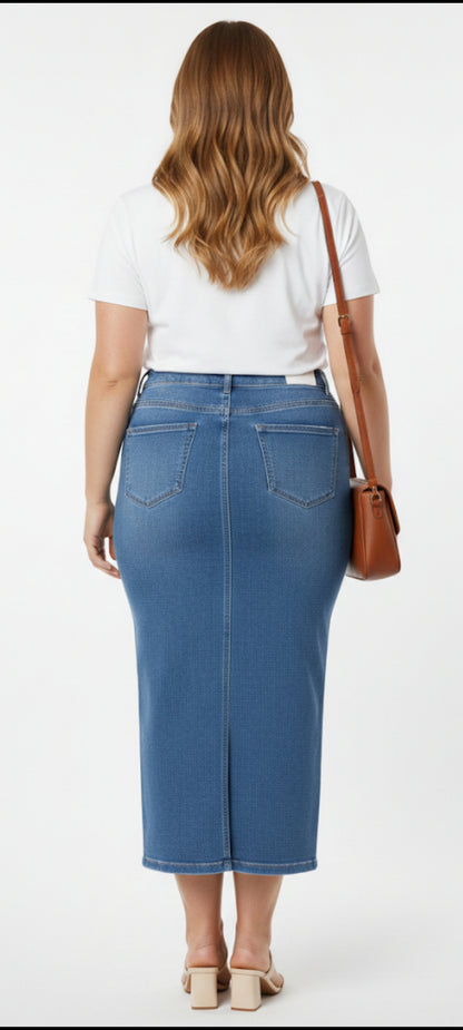 Jupe Longue en Jean – Coupe Droite & Taille Haute ✨