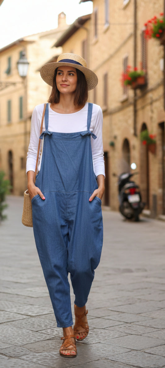 🌟 Salopette en Coton – Style Bohème & Confort (Taille Unique grand taille)