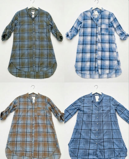 Tunique Chemise à Carreaux – 100% Coton (Taille Unique)