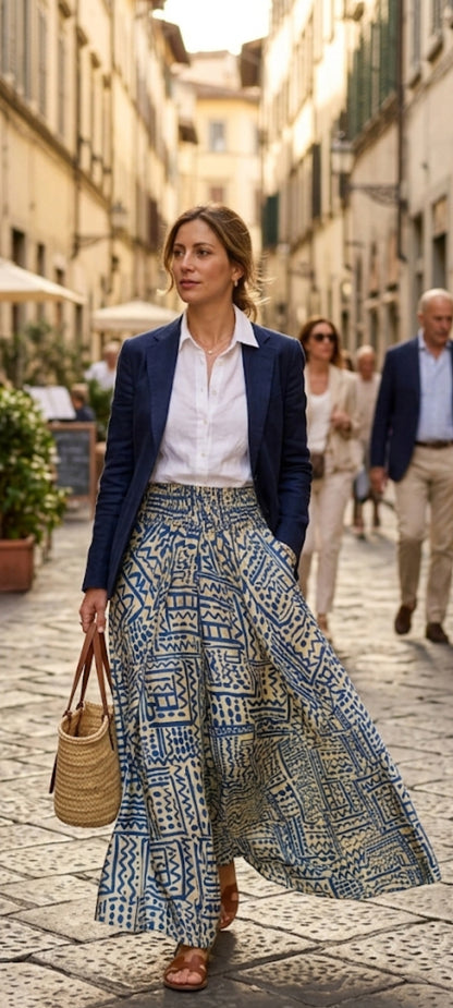🌟 Pantalon Palazzo en Soie d'Art (Art Silk) – Élégance & Confort