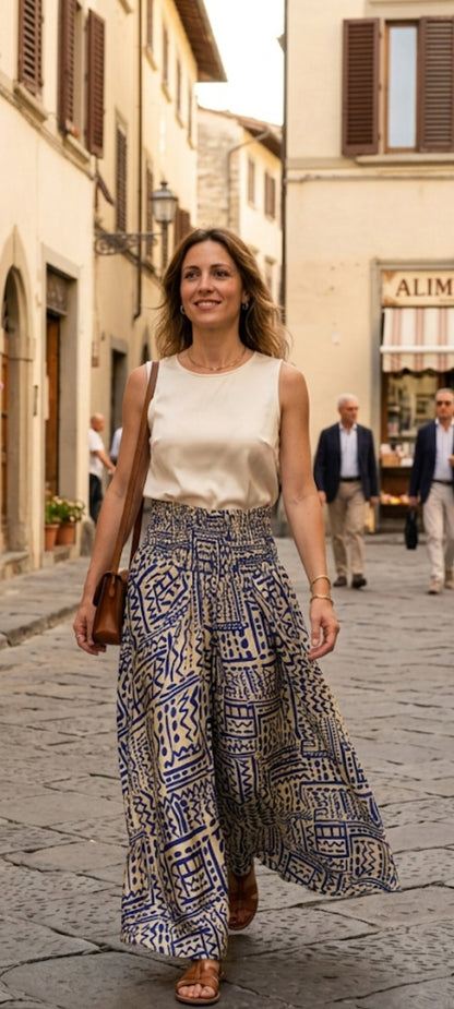 🌟 Pantalon Palazzo en Soie d'Art (Art Silk) – Élégance & Confort