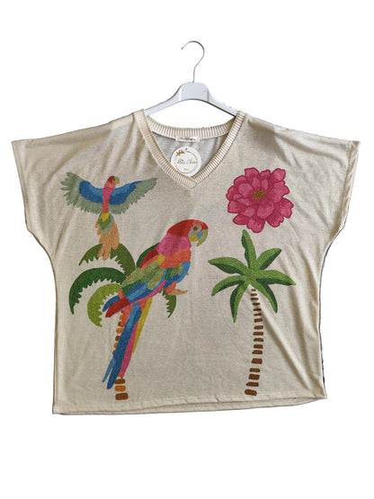 T-shirt en Maille Légère – Style Tropical Chic (Fabriqué en Italie)