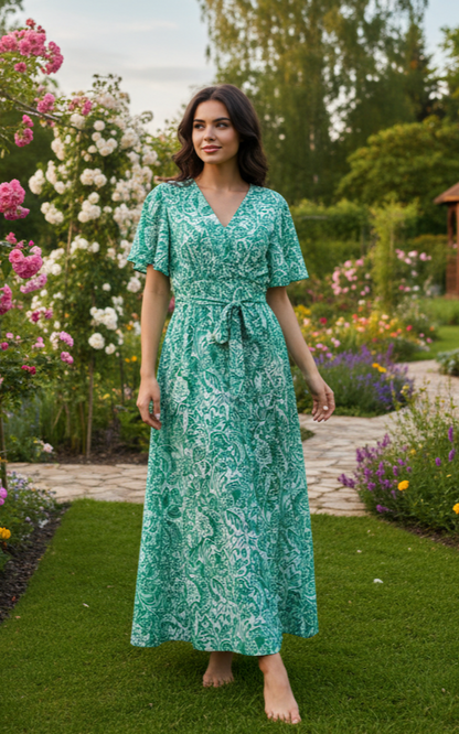 Robe Maxi Bohème à Imprimé Floral – Élégance et Fluidité